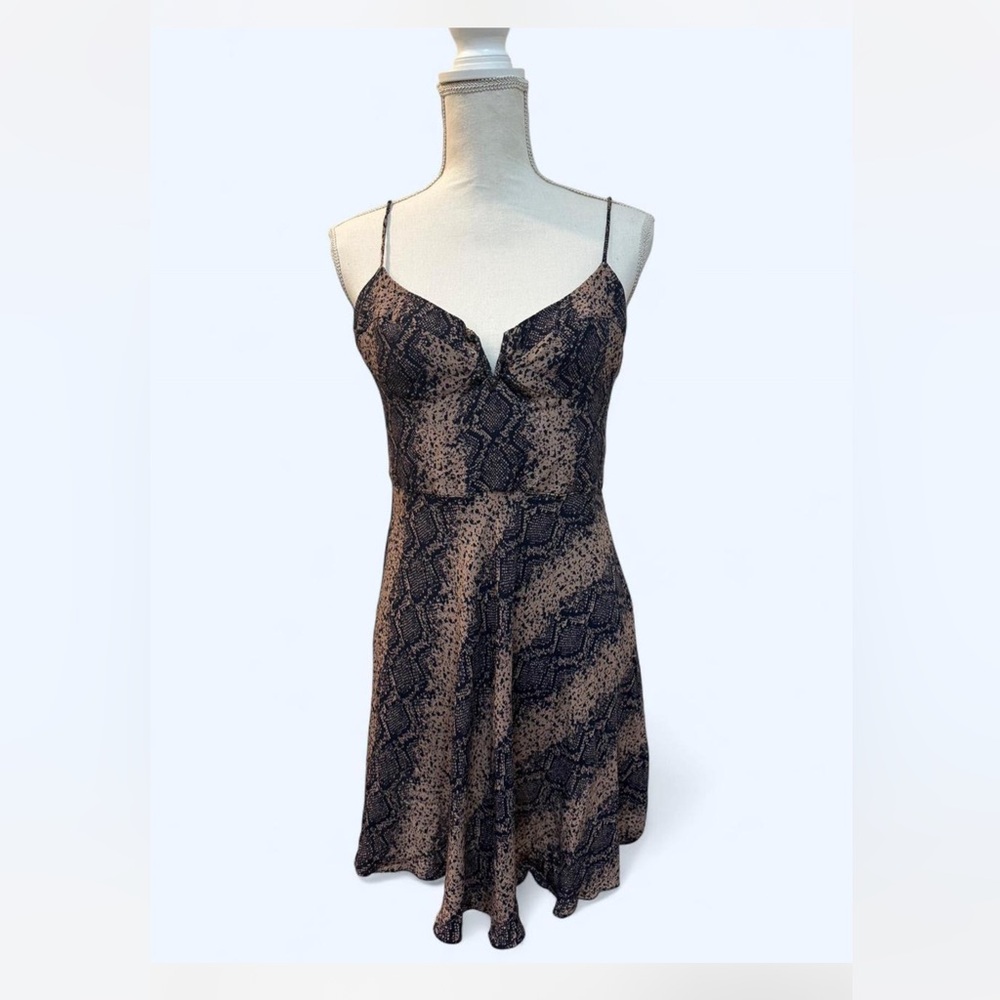 Blue Life Snake Print Mini Dress - Black and Tan